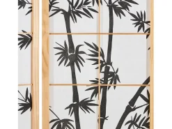Biombo-Biombo 132x2x179 cm madera natural Shoji Negro