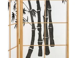 Biombo-Biombo 132x2x179 cm madera natural Shoji Negro