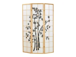 Biombo-Biombo 132x2x179 cm madera natural Shoji Negro