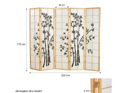Biombo 220x179x2 cm natural Shoji Negro / Marru00f3n Sale