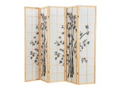 Biombo 220x179x2 cm natural Shoji Negro / Marru00f3n Sale