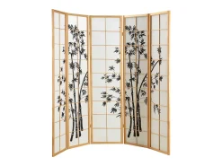 Biombo 220x179x2 cm natural Shoji Negro / Marru00f3n Sale