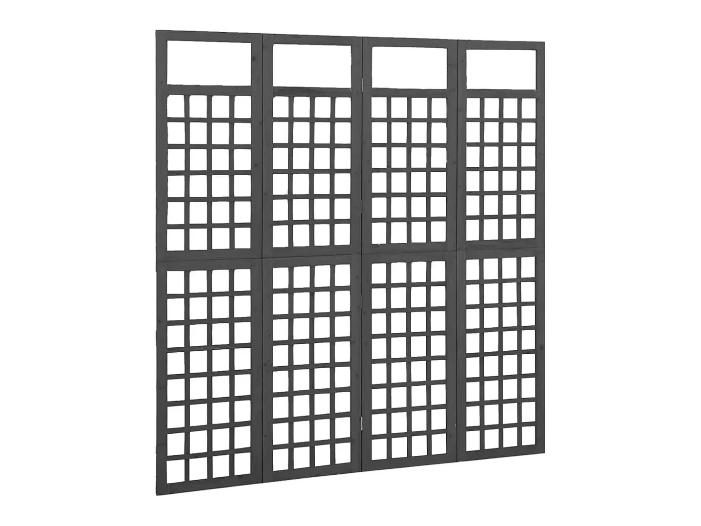 Biombo-Biombo/Enrejado de 4 paneles madera de abeto 161x180 cm ES479531 Negro