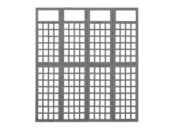 Biombo/Enrejado de 4 paneles madera de abeto 161x180 cm ES696070 Gris Hot