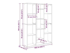 Biombo/Estantería de madera de ingeniería hormigón Gris