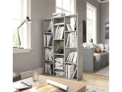 Biombo/Estantería de madera de ingeniería hormigón Gris