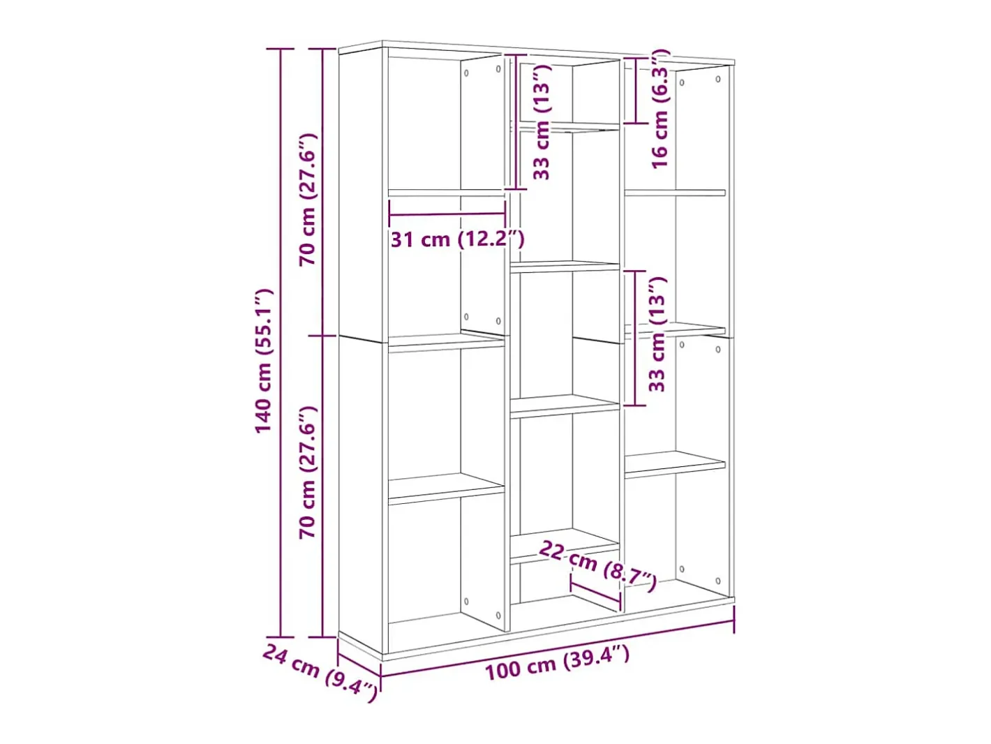 Sale Biombo/librería 100x24x140 cm Blanco
