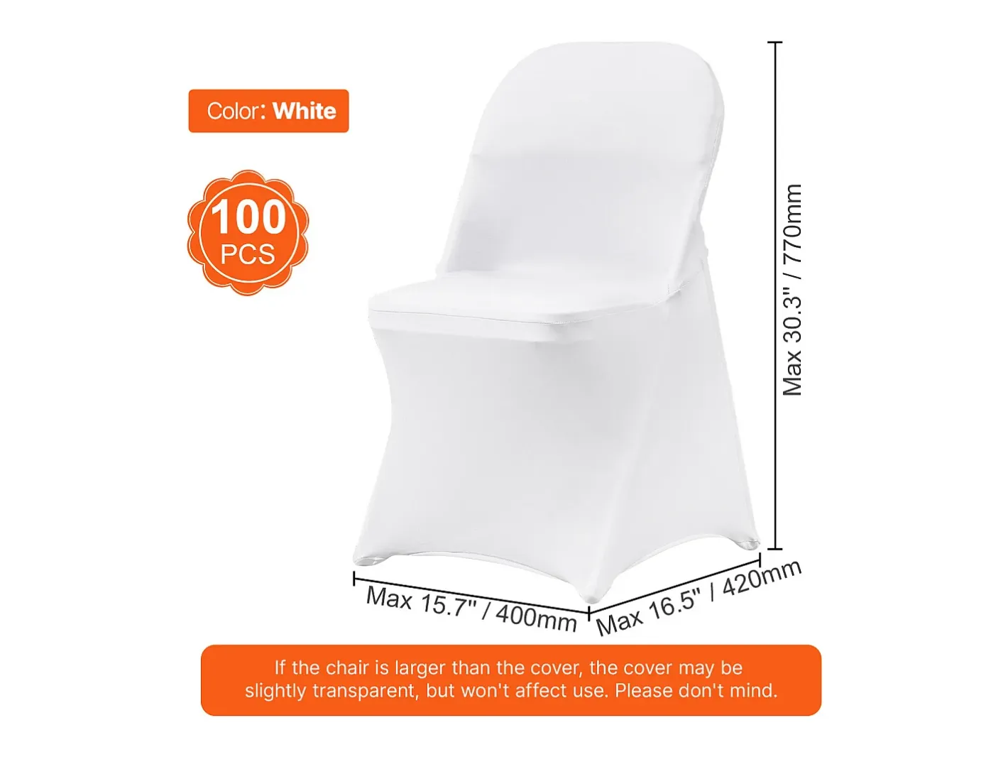 Outlet Elastano Fundas de Sillas Plegables SucceBuy para Boda Comedor, Set de 100 Blanco