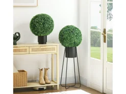Planta Artificial-Bola de boj artificial, protección UV, plástico, (40x40x40 cm) Verde