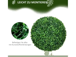 Planta Artificial-Bola de boj artificial, protección UV, plástico, (40x40x40 cm) Verde