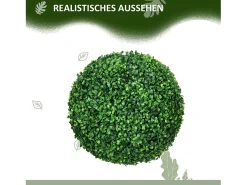 Planta Artificial-Bola de boj artificial, protección UV, plástico, (40x40x40 cm) Verde