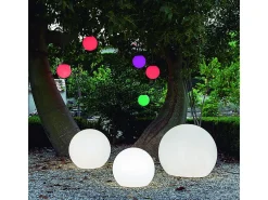 Newgarden Iluminación Exterior-Bola de luz exterior Buly 60 cm Solar + recarga eléctrica Blanco