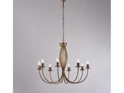 Botte - Lámpara de araña de hierro lacado en marrón con decoración. Oro antiguo 8 luces 120 - Ø74 - BL147-8-BR Dorado Discount