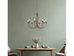 Botte - Lámpara de araña de hierro lacado en marrón con decoración. Oro antiguo 8 luces 120 - Ø74 - BL147-8-BR Dorado Discount