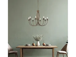 Botte - Lámpara de araña de hierro lacado en marrón con decoración. Oro antiguo 8 luces 120 - Ø74 - BL147-8-BR Dorado Discount