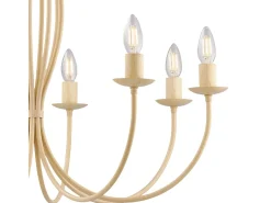 Lámpara Suspendida-Botte - Lámpara de araña de hierro lacado en con decoración. efecto decapè 8 luces 120 - Ø74 - BL147-8-AV Marfil