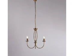 Botte - Lámpara de araña de hierro lacado en marrón con decoración. Oro antiguo 3 luces 110 - Ø45 - BL147-3-BR Dorado