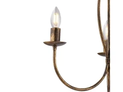 Botte - Lámpara de araña de hierro lacado en marrón con decoración. Oro antiguo 3 luces 110 - Ø45 - BL147-3-BR Dorado