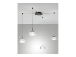 Brena - Lámpara colgante descentralizada de 4 luces - Fabas Luce - LED regulable de 40 W - Montaje descentralizado Transparente Discount