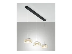 Brena - Lámpara colgante Fabas Luce de 3 luces - LED regulable de 30 W - Diseño lineal color coñac Marru00f3n