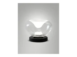 Clearance Brena - Lámpara de mesa Fabas Luce - Luz táctil LED regulable de 11 W - Vidrio borosilicato cóncavo Transparente