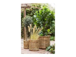 Les Tendances Macetero-BURTON Set van 3 rieten opbergmanden – Natuurlijk design Beige