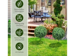 Outlet Buxus artificial con tallo, protección UV, plástico, (40x40x70 cm) Verde