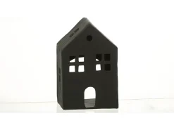 J-Line Portavelas Y Vela-Candelabro de casa de aluminio 12x7x19cm Negro