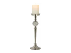 J-Line Portavelas Y Vela-Candelabro de pie de aluminio 11.5x11.5x36 cm Plateado