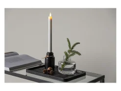 ebuy24 Portavelas Y Vela-Candelabro Ulricehamn con luz LED negra. Negro