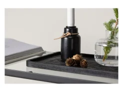 ebuy24 Portavelas Y Vela-Candelabro Ulricehamn con luz LED negra. Negro