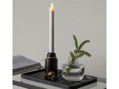 ebuy24 Portavelas Y Vela-Candelabro Ulricehamn con luz LED negra. Negro