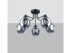 Sollux Lighting Candelabros Allivon moderno de acero - 5 fuentes luminosas 3000K - L.59 x A.36 cm - Negro