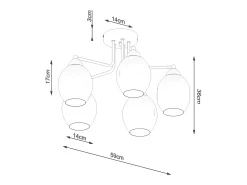 Sollux Lighting Candelabros Allivon moderno de acero - 5 fuentes luminosas 3000K - L.59 x A.36 cm - Negro