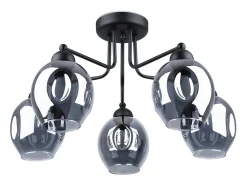Sollux Lighting Candelabros Allivon moderno de acero - 5 fuentes luminosas 3000K - L.59 x A.36 cm - Negro