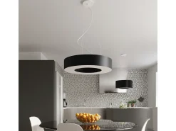 Sollux Lighting Lámpara Suspendida-Candelabros Astrona slim minimalista de tela/PVC/acero - 6 fuentes luminosas 4000K - L.70 x A.102 cm - Negro