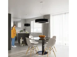 Sollux Lighting Lámpara Suspendida-Candelabros Astrona slim minimalista de tela/PVC/acero - 6 fuentes luminosas 4000K - L.70 x A.102 cm - Negro