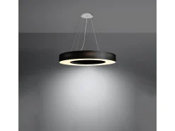 Sollux Lighting Lámpara Suspendida-Candelabros Astrona slim minimalista de tela/PVC/acero - 6 fuentes luminosas 4000K - L.70 x A.102 cm - Negro