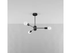 Sollux Lighting Candelabros Lingoro moderno de acero - 3 fuentes luminosas 3000K - L.61 x A.46 cm - Negro