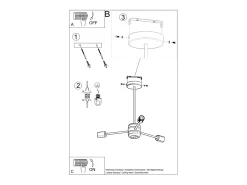 Clearance Sollux Lighting Candelabros Lingoro moderno de acero - 3 fuentes luminosas 4000K - L.61 x A.46 cm - Negro