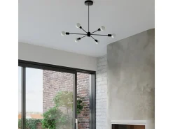 Clearance Sollux Lighting Candelabros Lingoro moderno de acero - 3 fuentes luminosas 4000K - L.61 x A.46 cm - Negro
