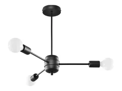 Clearance Sollux Lighting Candelabros Lingoro moderno de acero - 3 fuentes luminosas 4000K - L.61 x A.46 cm - Negro