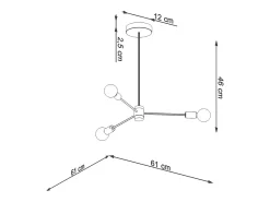 Clearance Sollux Lighting Candelabros Lingoro moderno de acero - 3 fuentes luminosas 4000K - L.61 x A.46 cm - Negro