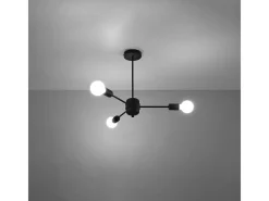 Clearance Sollux Lighting Candelabros Lingoro moderno de acero - 3 fuentes luminosas 4000K - L.61 x A.46 cm - Negro