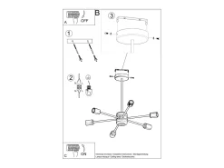 Sollux Lighting Lámpara Suspendida-Candelabros Lingoro moderno de acero - 6 fuentes luminosas 3000K - L.86,5 x A.46 cm - Negro