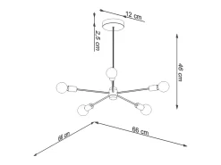 Sollux Lighting Lámpara Suspendida-Candelabros Lingoro moderno de acero - 5 fuentes luminosas 3000K - L.66 x A.46 cm - Negro