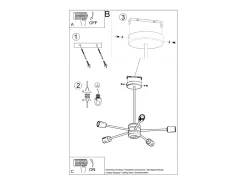 Sollux Lighting Lámpara Suspendida-Candelabros Lingoro moderno de acero - 5 fuentes luminosas 3000K - L.66 x A.46 cm - Negro