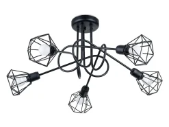 Sollux Lighting Candelabros Lunova moderno de acero - 5 fuentes luminosas 4000K - L.58 x A.28,5 cm - Negro