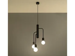 New Sollux Lighting Candelabros Luxra desván de acero - 3 fuentes luminosas 4000K - L.25 x A.100 cm - Negro
