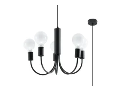 Sollux Lighting Candelabros Minimo moderno de acero - 5 fuentes luminosas 4000K - L.45 x A.100 cm - Negro New